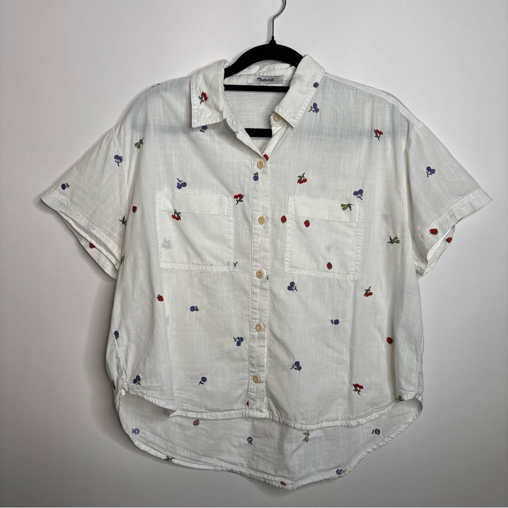 Madewell Beachside Shirttail Top in Fresca Fruit size XS - Picture 2 of 9